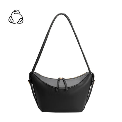 Melie Bianco Black Wesley Recycled Vegan Leather Shoulder Bag