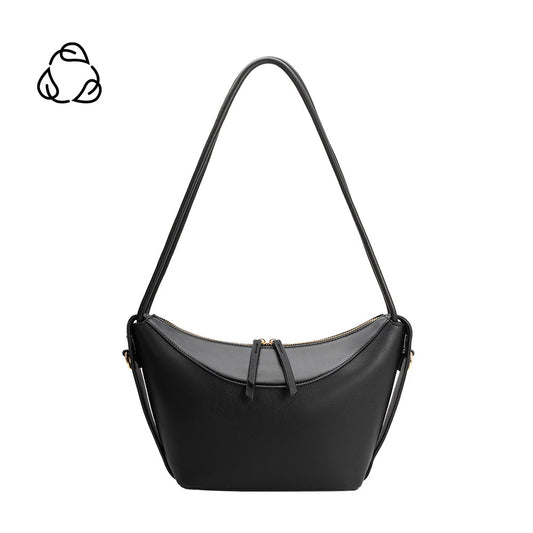 Melie Bianco Black Wesley Recycled Vegan Leather Shoulder Bag