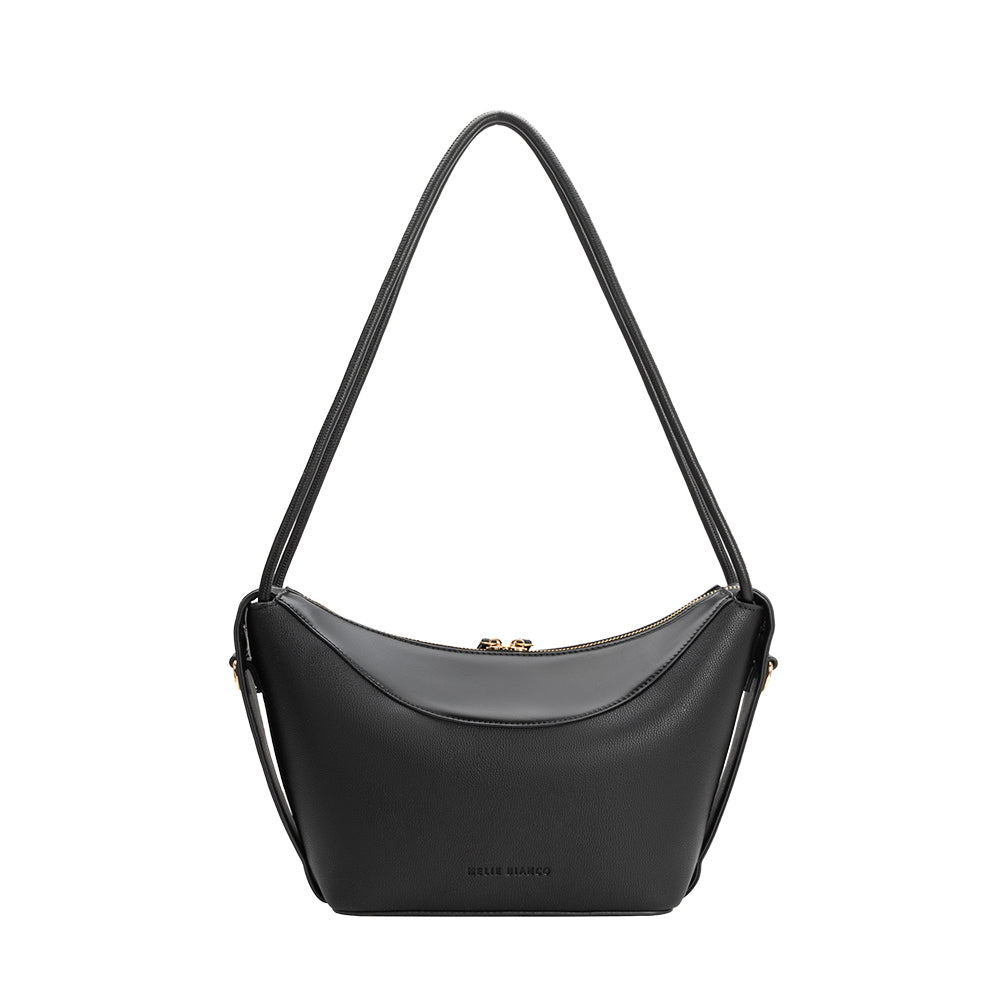 Melie Bianco Black Wesley Recycled Vegan Leather Shoulder Bag