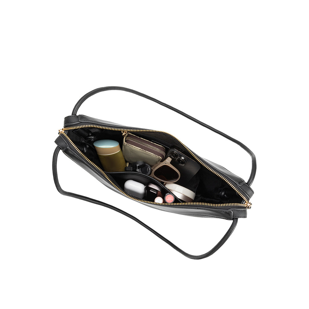 Melie Bianco Black Wesley Recycled Vegan Leather Shoulder Bag
