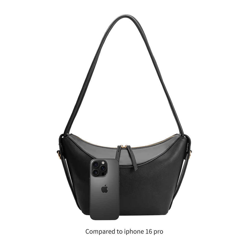 Melie Bianco Black Wesley Recycled Vegan Leather Shoulder Bag