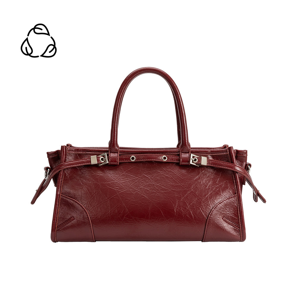 Melie Bianco Burgundy Red Rhonda Recycled Vegan Leather Top Handle Bag