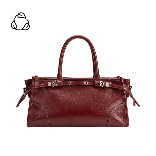 Melie Bianco Burgundy Red Rhonda Recycled Vegan Leather Top Handle Bag