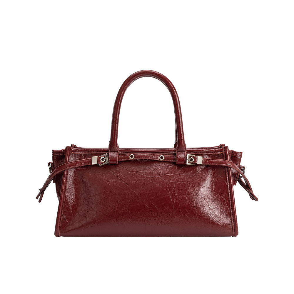 Melie Bianco Burgundy Red Rhonda Recycled Vegan Leather Top Handle Bag