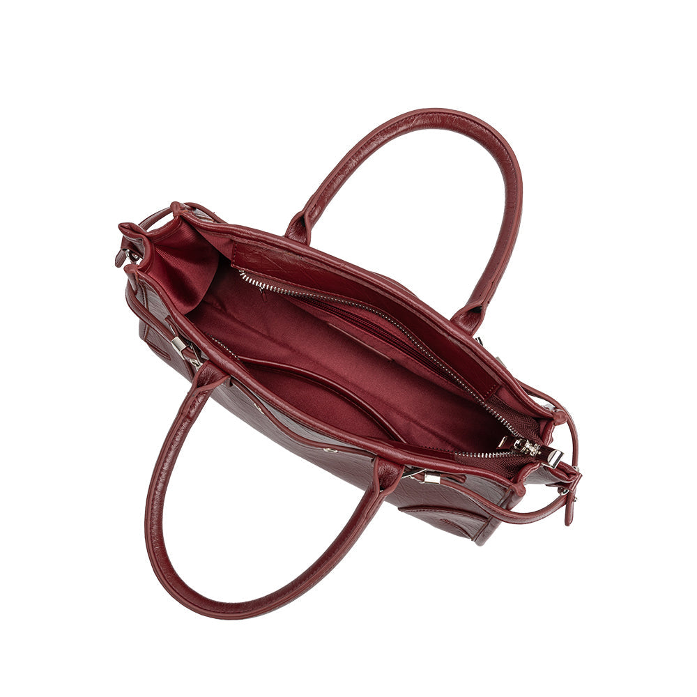 Melie Bianco Burgundy Red Rhonda Recycled Vegan Leather Top Handle Bag