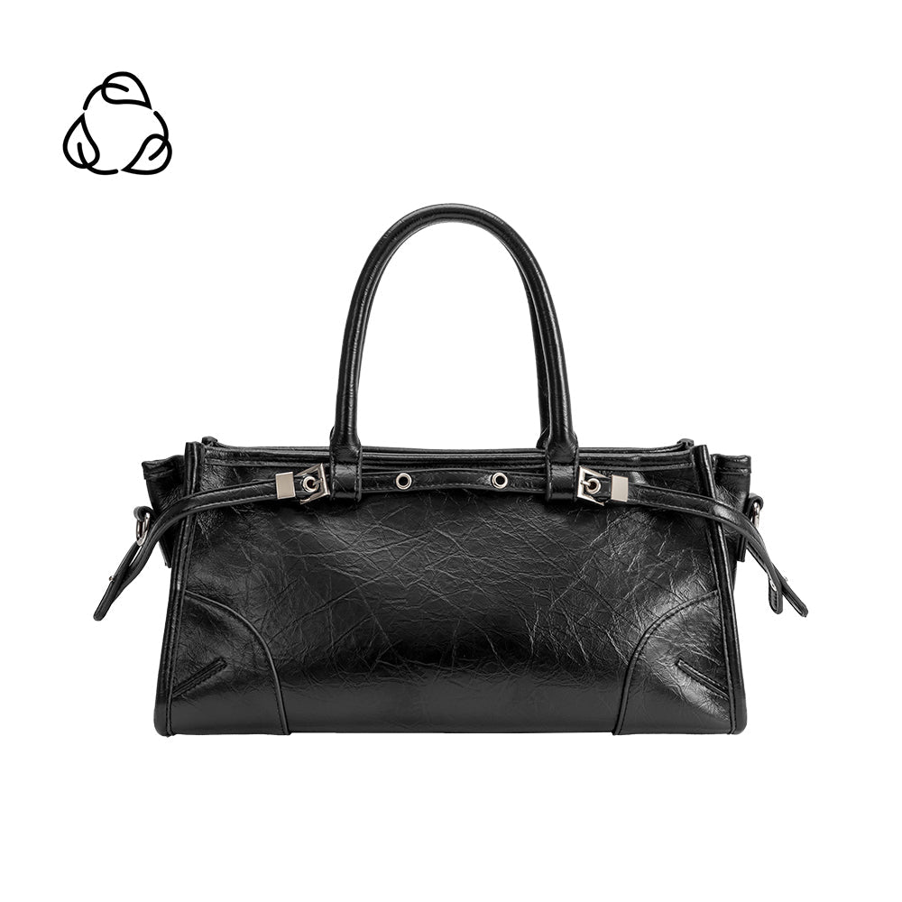 Melie Bianco Black Rhonda Recycled Vegan Leather Top Handle Bag