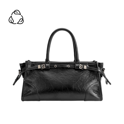 Melie Bianco Black Rhonda Recycled Vegan Leather Top Handle Bag