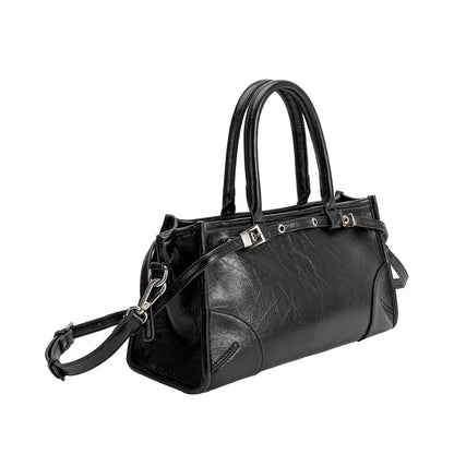 Melie Bianco Black Rhonda Recycled Vegan Leather Top Handle Bag