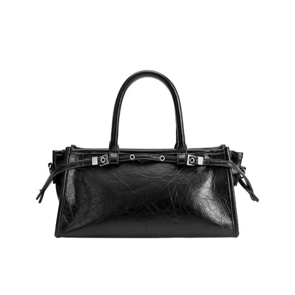 Melie Bianco Black Rhonda Recycled Vegan Leather Top Handle Bag