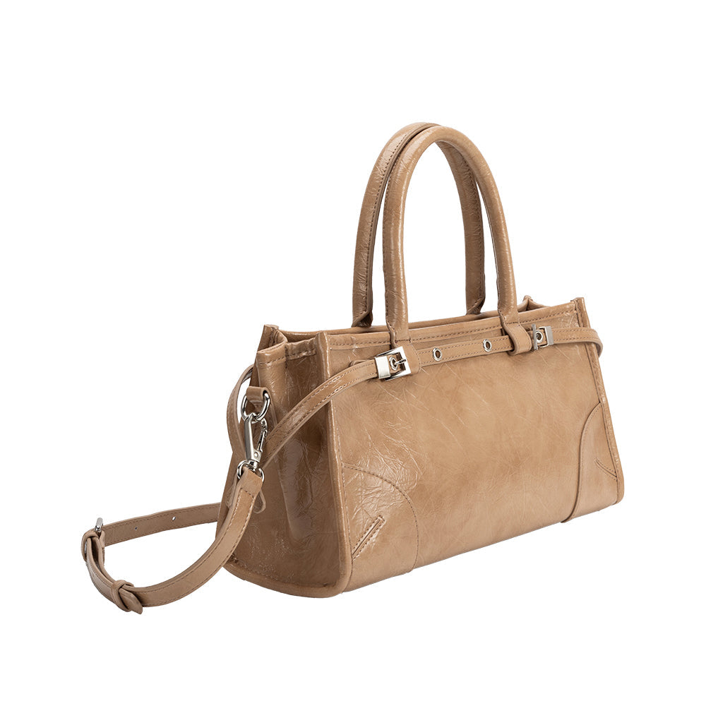 Melie Bianco Tan Rhonda Recycled Vegan Leather Top Handle Bag
