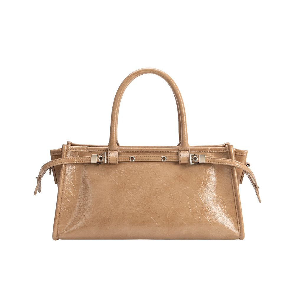 Melie Bianco Tan Rhonda Recycled Vegan Leather Top Handle Bag