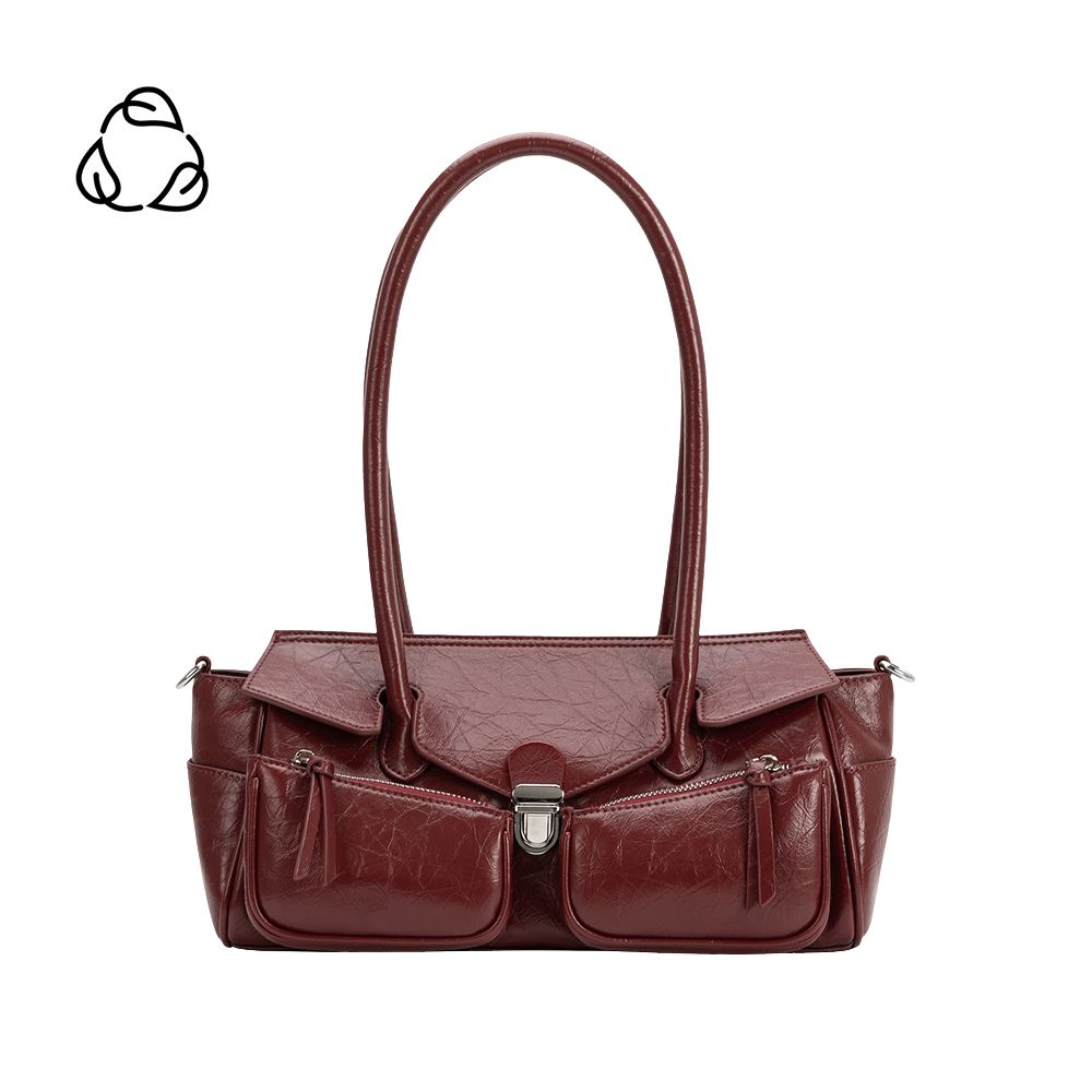 Melie Bianco Burgundy Red Ruthie Recycled Vegan Leather Shoulder Bag
