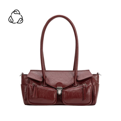 Melie Bianco Burgundy Red Ruthie Recycled Vegan Leather Shoulder Bag