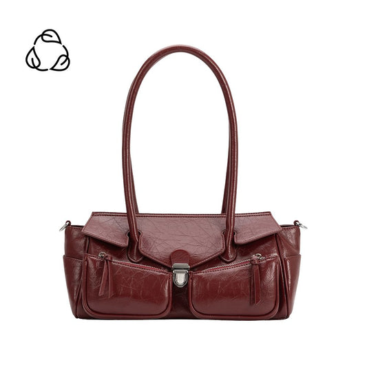 Melie Bianco Burgundy Red Ruthie Recycled Vegan Leather Shoulder Bag
