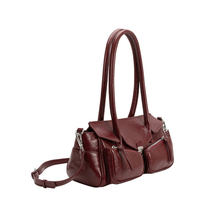 Melie Bianco Burgundy Red Ruthie Recycled Vegan Leather Shoulder Bag