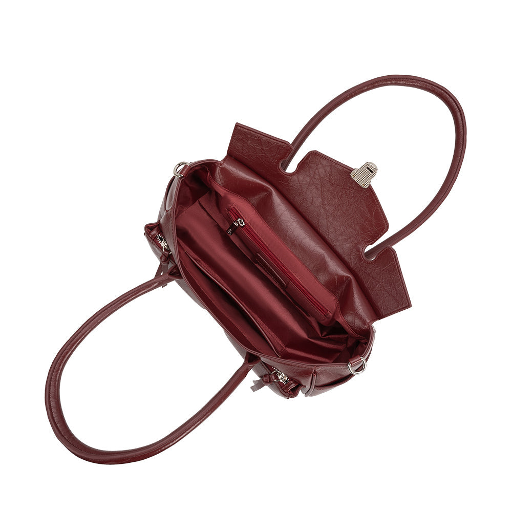 Melie Bianco Burgundy Red Ruthie Recycled Vegan Leather Shoulder Bag