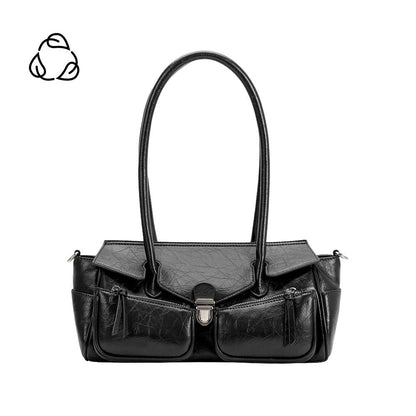 Melie Bianco Black Ruthie Recycled Vegan Leather Shoulder Bag