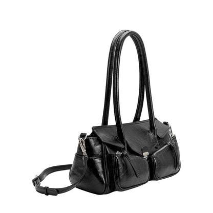 Melie Bianco Black Ruthie Recycled Vegan Leather Shoulder Bag