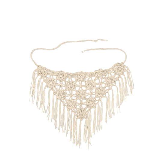 Melie Bianco Ivory Small Crochet Belt Scarf