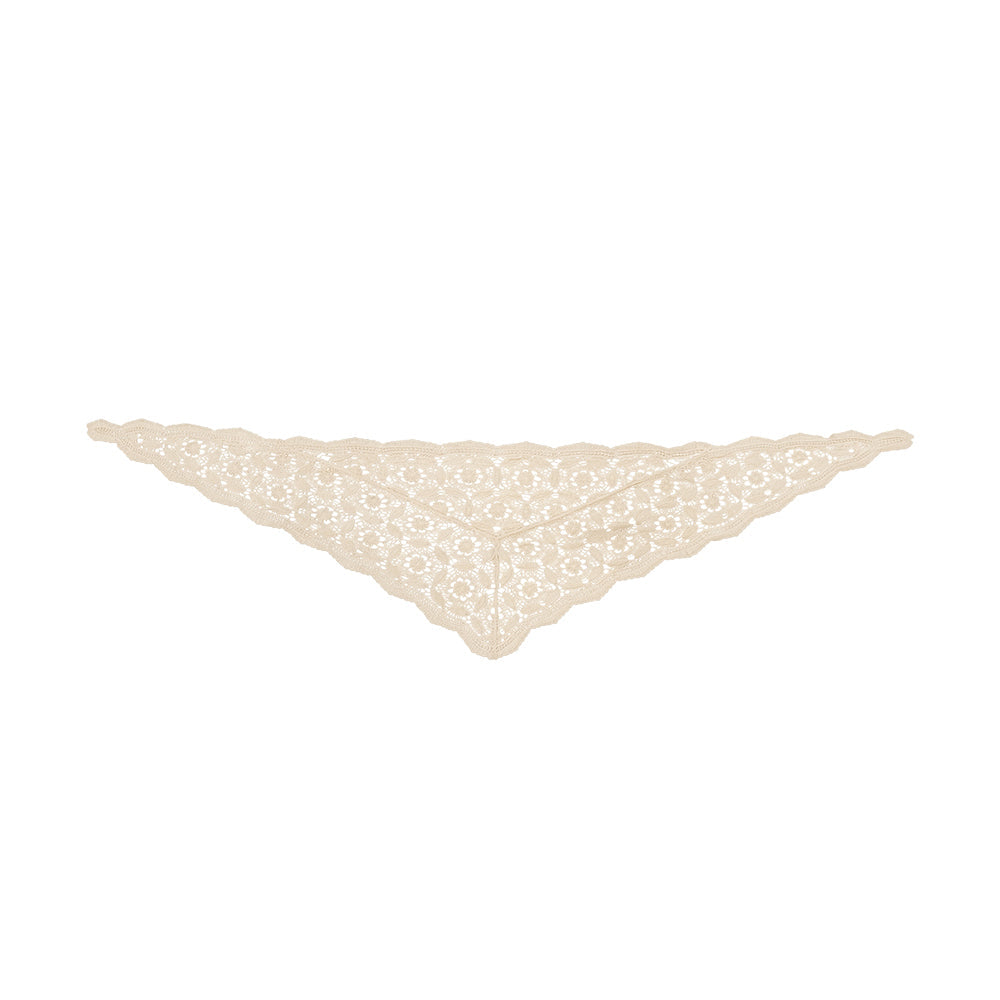 Melie Bianco Ivory Scallop Crochet Belt Scarf