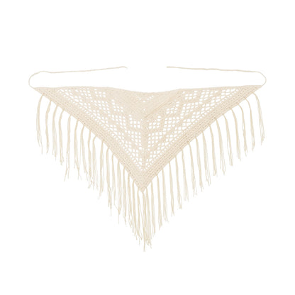 Melie Bianco Natural Large Crochet Belt Scarf