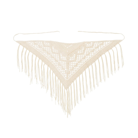 Melie Bianco Natural Large Crochet Belt Scarf