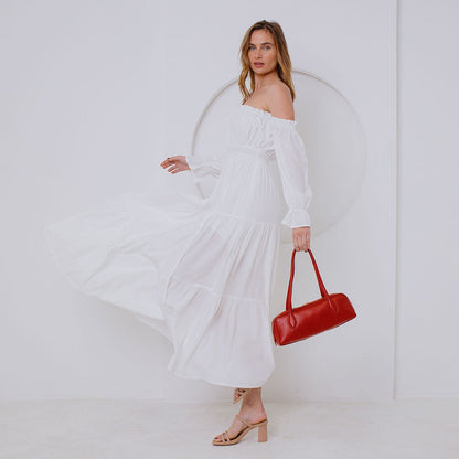 Melie Bianco Ivory Serafina Recycled Vegan Leather Shoulder Bag