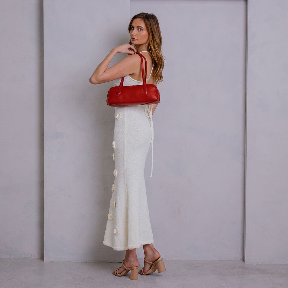 Melie Bianco Ivory Serafina Recycled Vegan Leather Shoulder Bag
