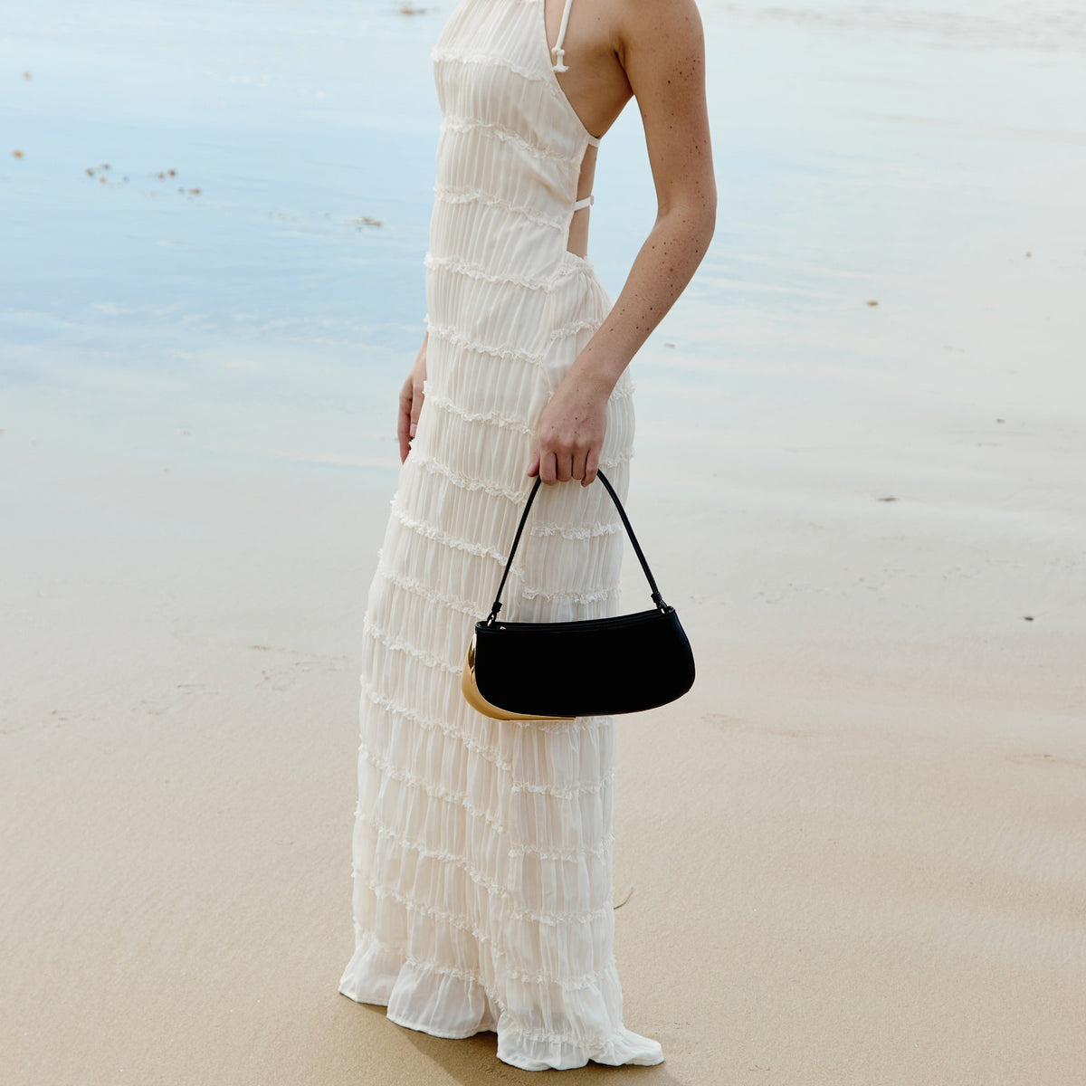 Melie Bianco Ivory Sade Recycled Vegan Leather Shoulder Bag