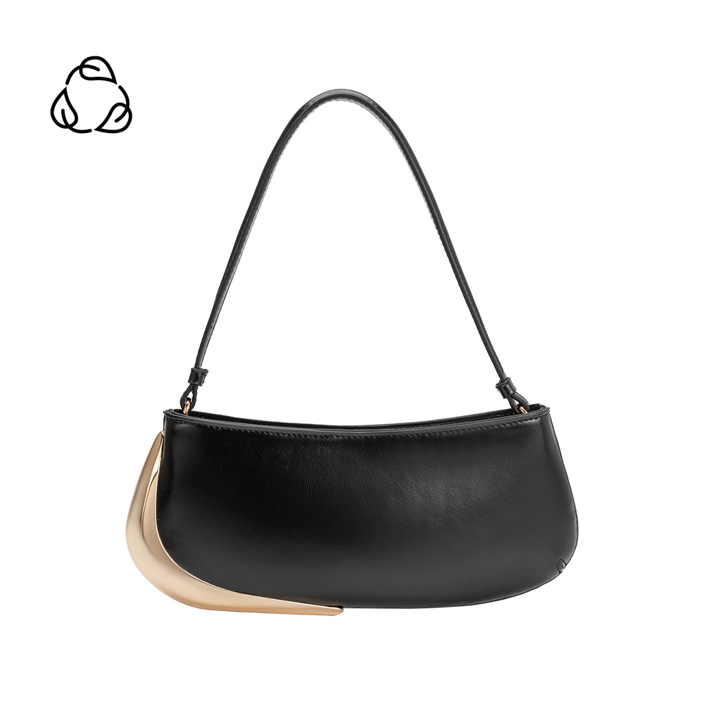 Melie Bianco Black Sade Recycled Vegan Leather Shoulder Bag
