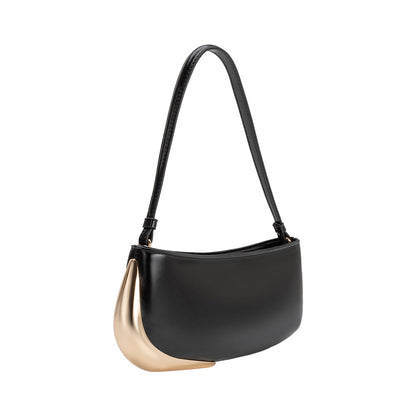Melie Bianco Black Sade Recycled Vegan Leather Shoulder Bag