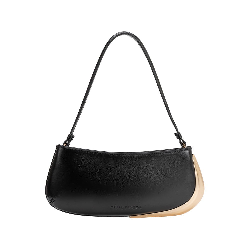 Melie Bianco Black Sade Recycled Vegan Leather Shoulder Bag