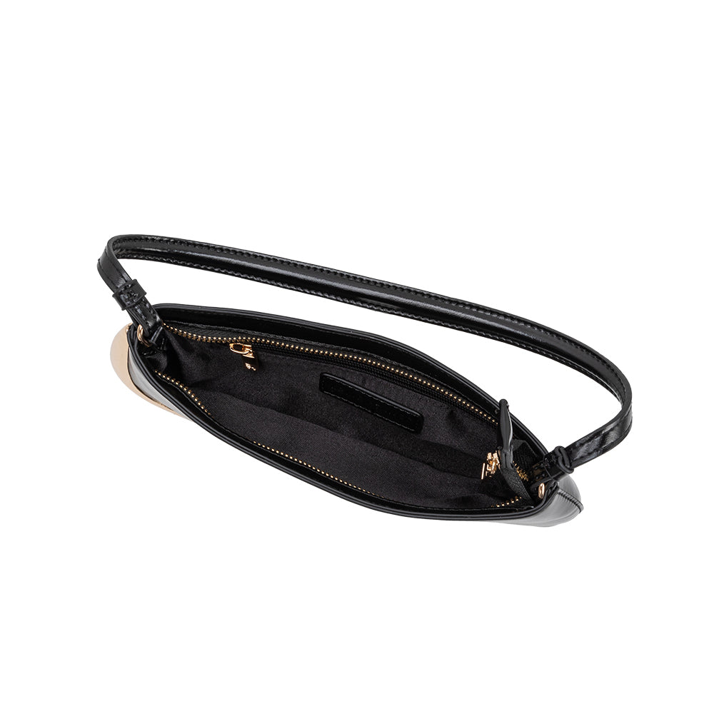 Melie Bianco Black Sade Recycled Vegan Leather Shoulder Bag